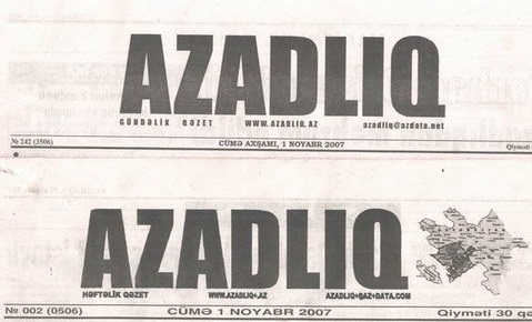  "Azadlıq" qəzetinin çapı dayandırılacaq